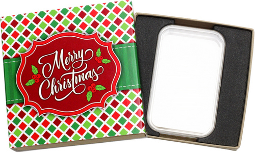 SilverTowne Natural Kraft Paper Gift Box with Merry Christmas Diamond Pattern Box Sleeve